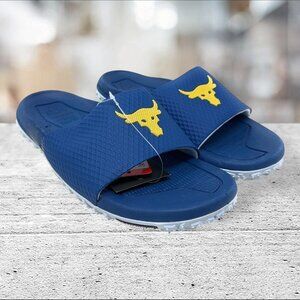Under Armour UA Project Rock Brahma Bull‎ Blue Slides Sandals 3025237-400 Size 9